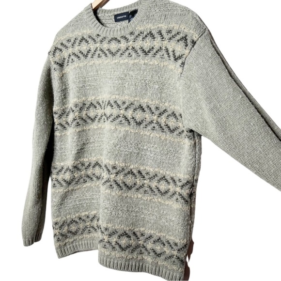 Liz Claiborne Vintage Wool Blend Aztec Pattern Stripes Grandpa Knit Sweater - Picture 6 of 16